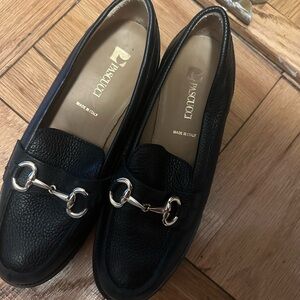 Black Leather Loafers for Women
